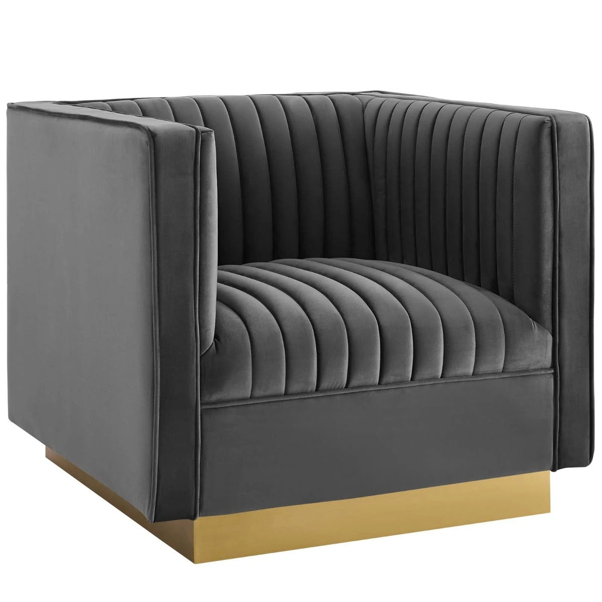 Modway Sanguine Vertical Channel Tufted Upholstered Performance Velvet Armchair Set of 2