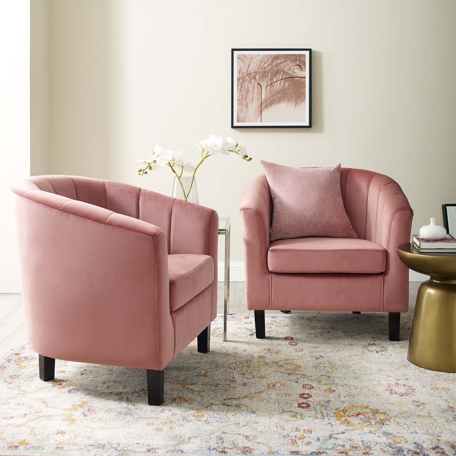 Modway Prospect Channel Tufted Performance Velvet Armchair Set of 2