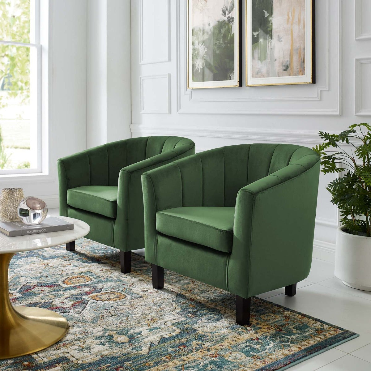 Modway Prospect Channel Tufted Performance Velvet Armchair Set of 2