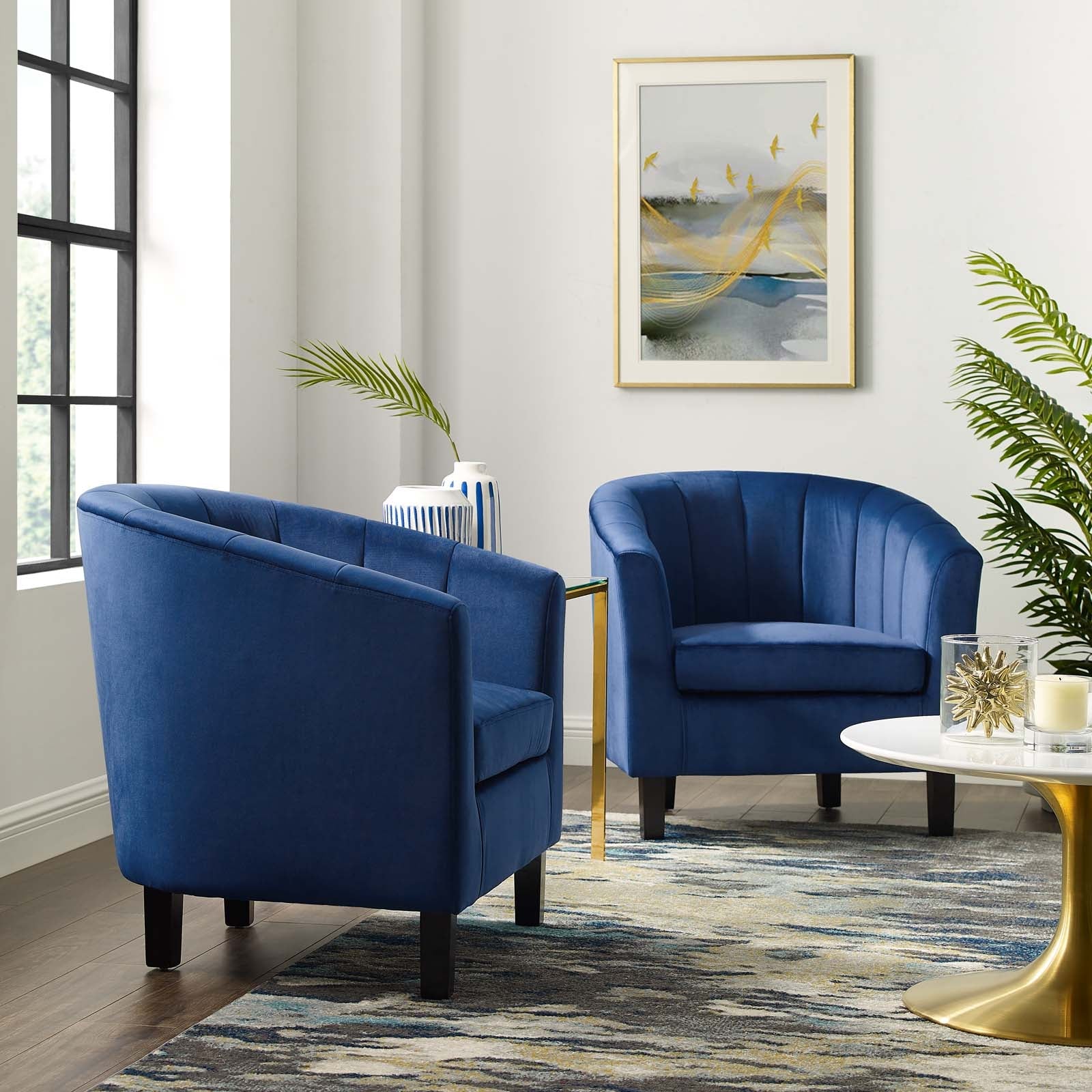 Modway Prospect Channel Tufted Performance Velvet Armchair Set of 2