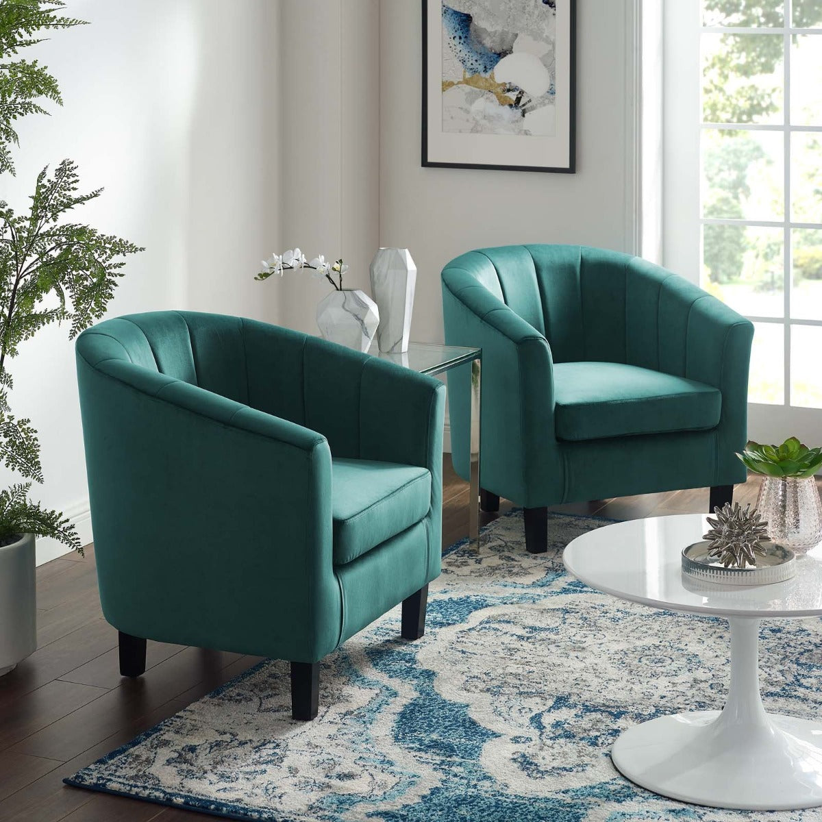 Modway Prospect Channel Tufted Performance Velvet Armchair Set of 2