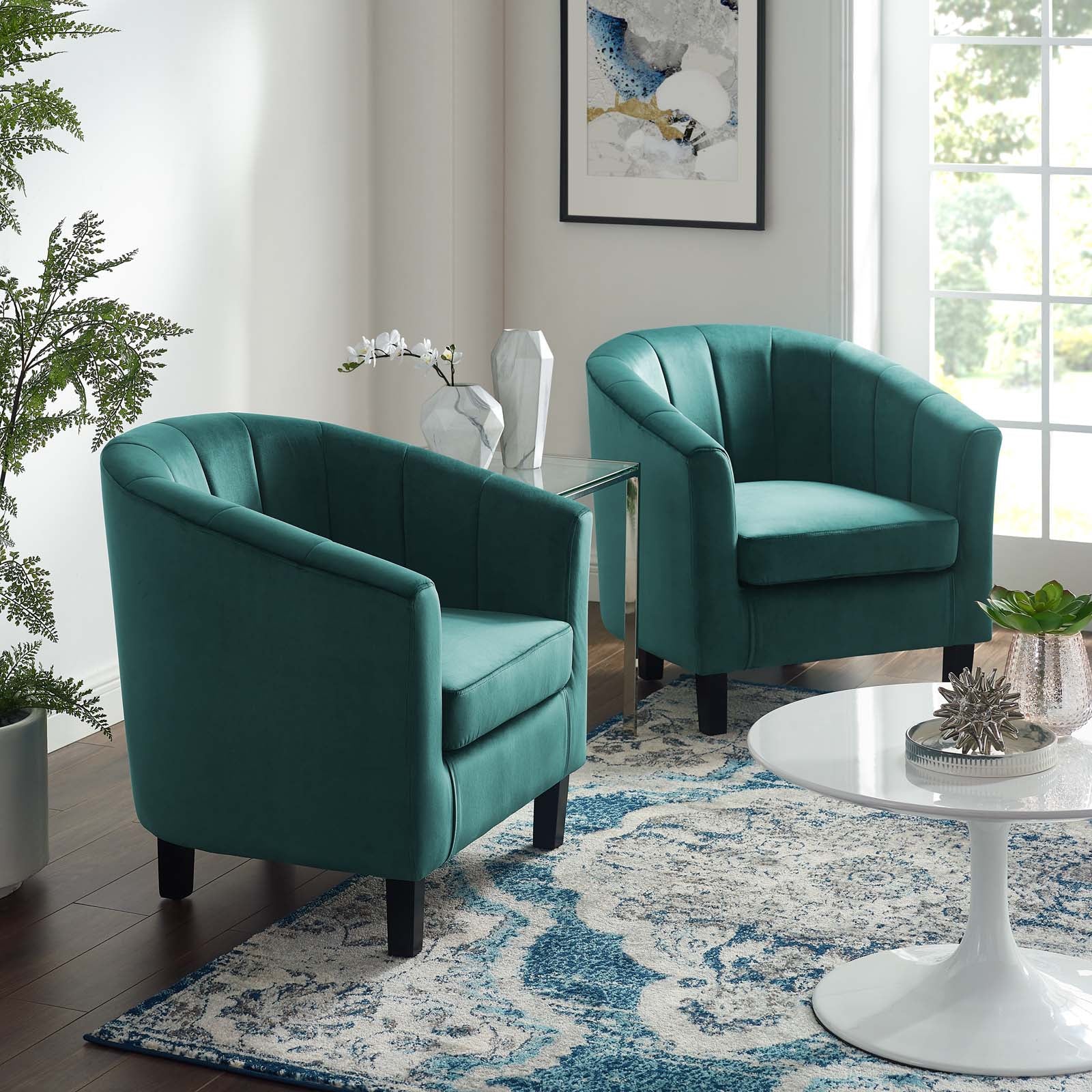 Modway Prospect Channel Tufted Performance Velvet Armchair Set of 2