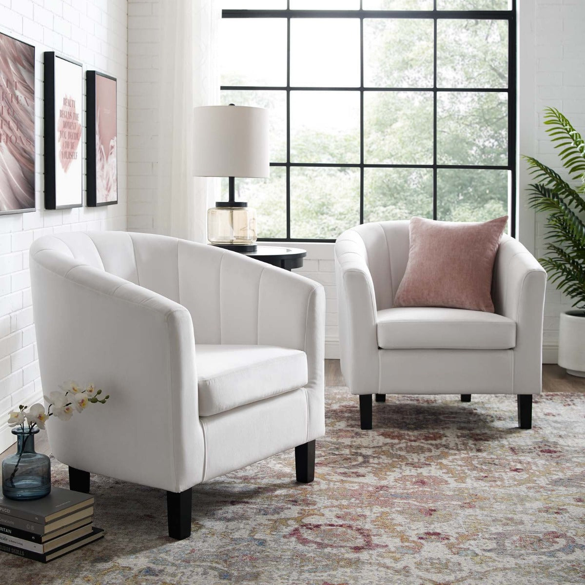 Modway Prospect Channel Tufted Performance Velvet Armchair Set of 2