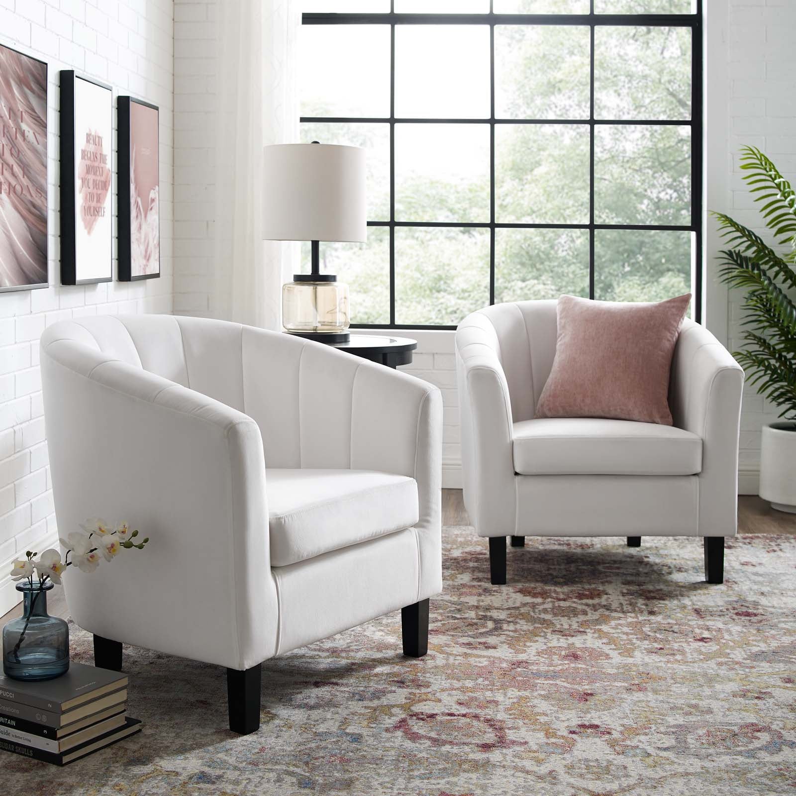 Modway Prospect Channel Tufted Performance Velvet Armchair Set of 2