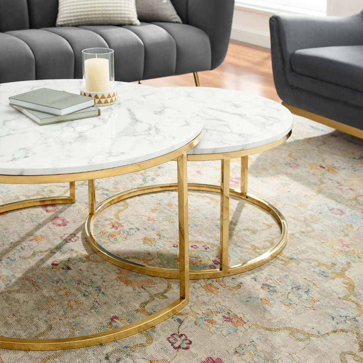 Modway Ravenna Artificial Marble Nesting Coffee Table