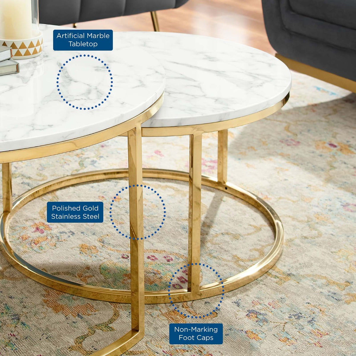 Modway Ravenna Artificial Marble Nesting Coffee Table