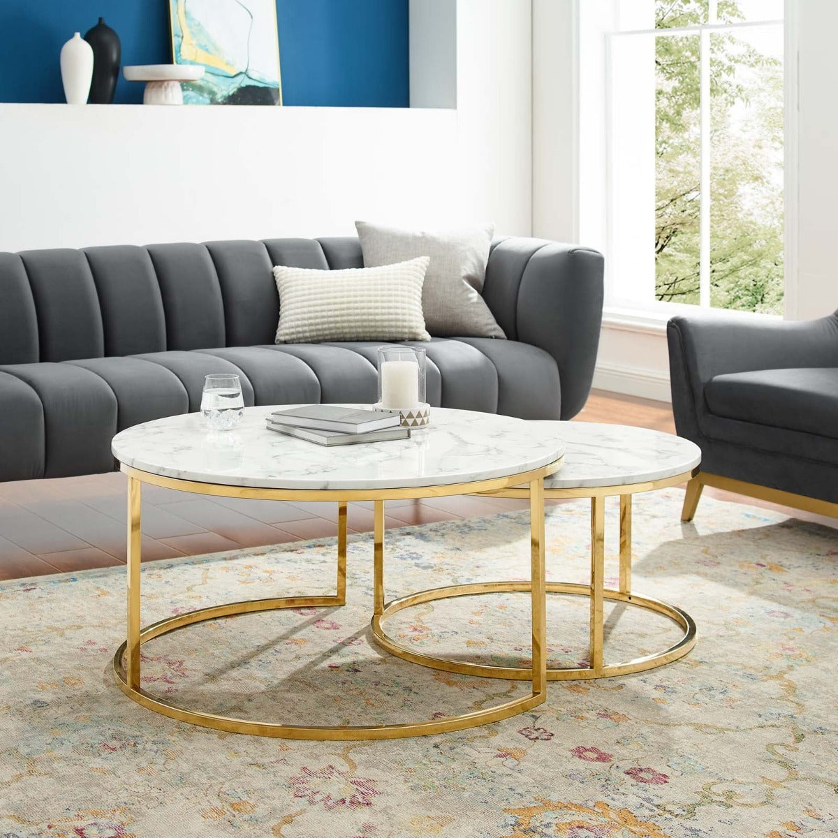 Modway Ravenna Artificial Marble Nesting Coffee Table