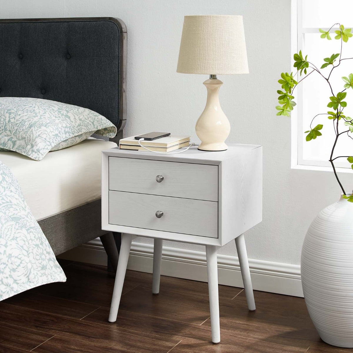 Modway Ember Wood Nightstand With USB Ports