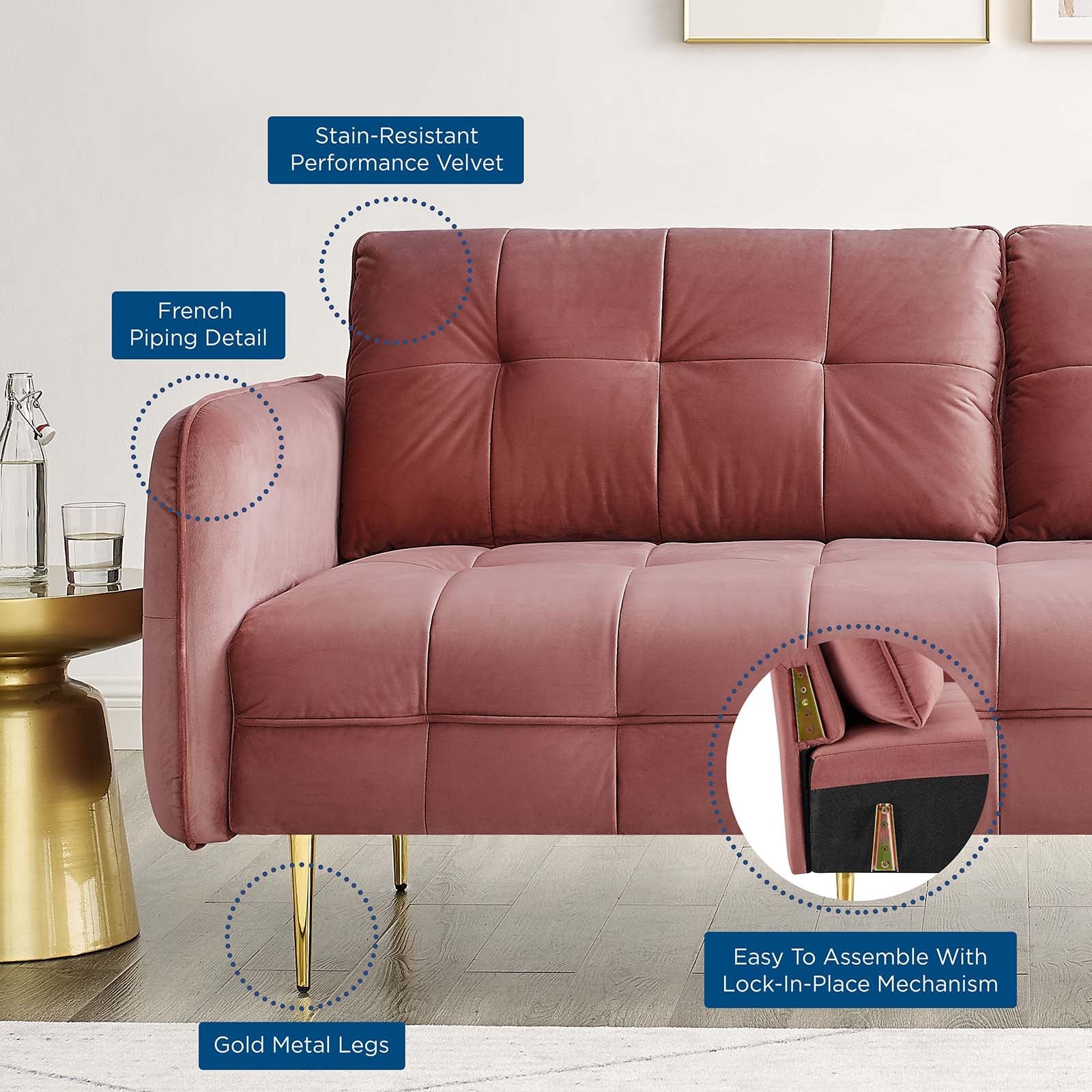 Modway Cameron Tufted Performance Velvet Sofa