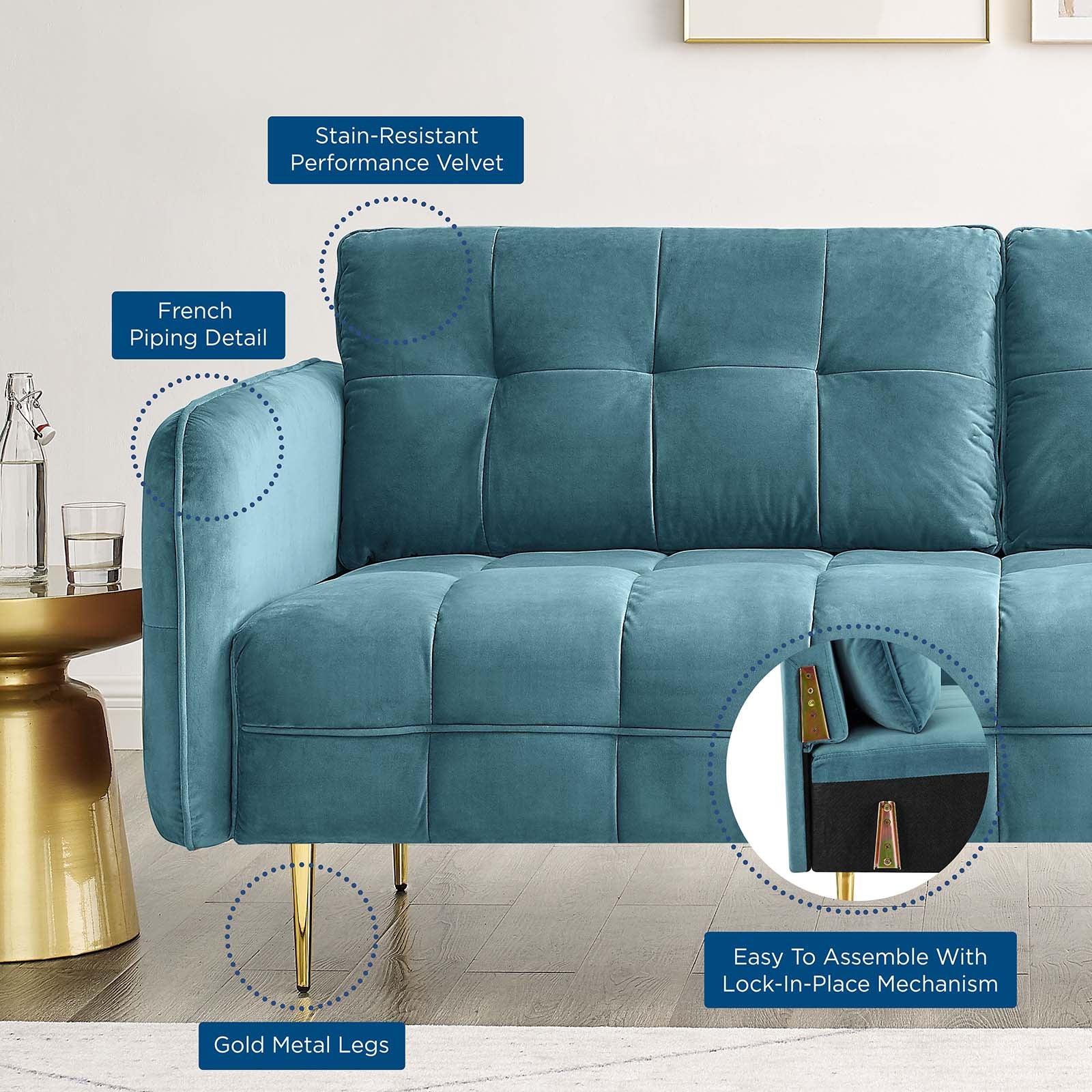 Modway Cameron Tufted Performance Velvet Sofa