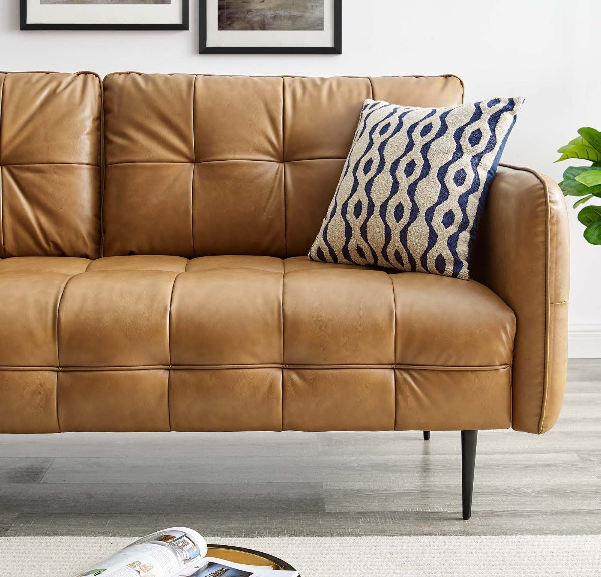 Modway Cameron Tufted Vegan Leather Sofa