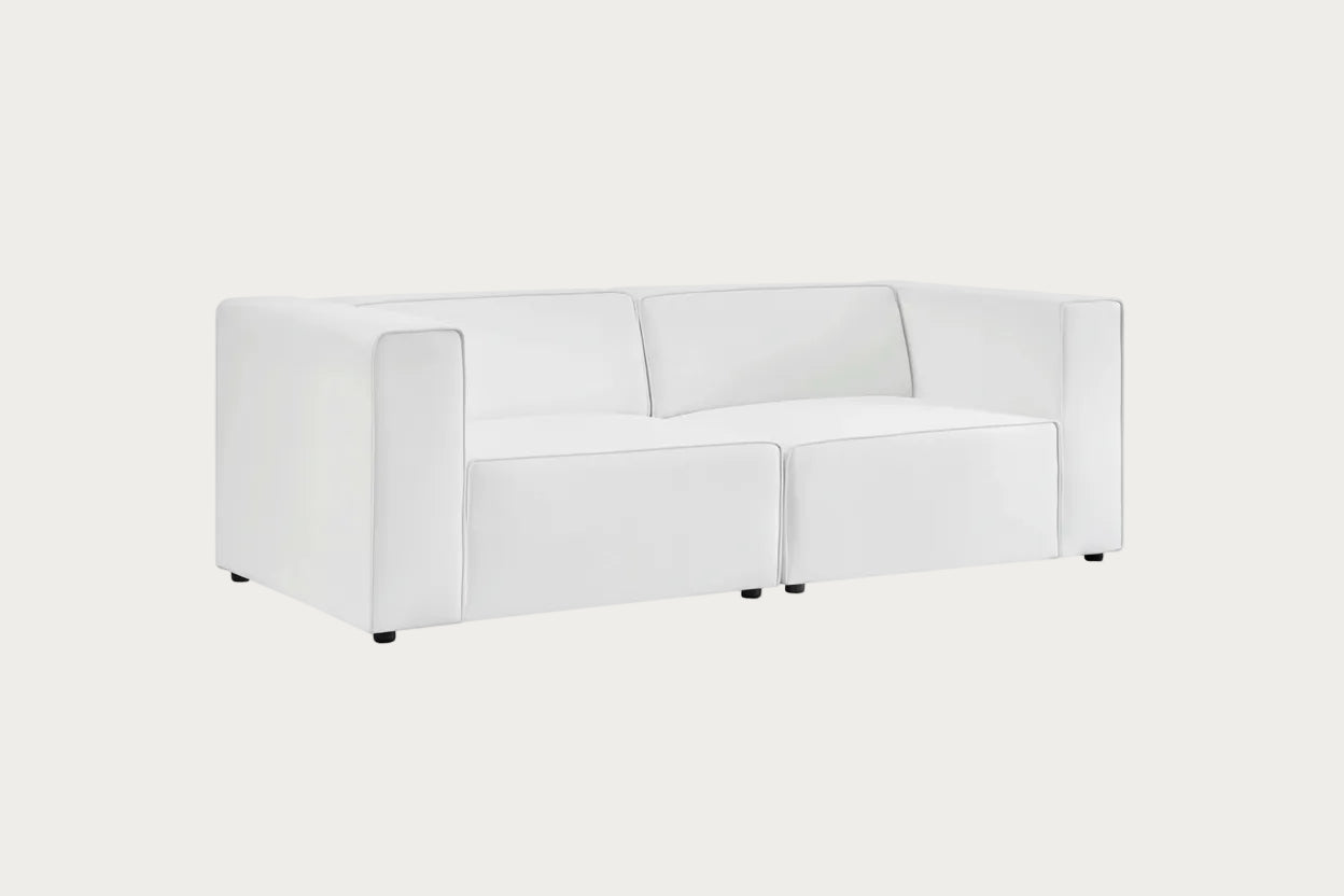 White sectional sofa on a white background
