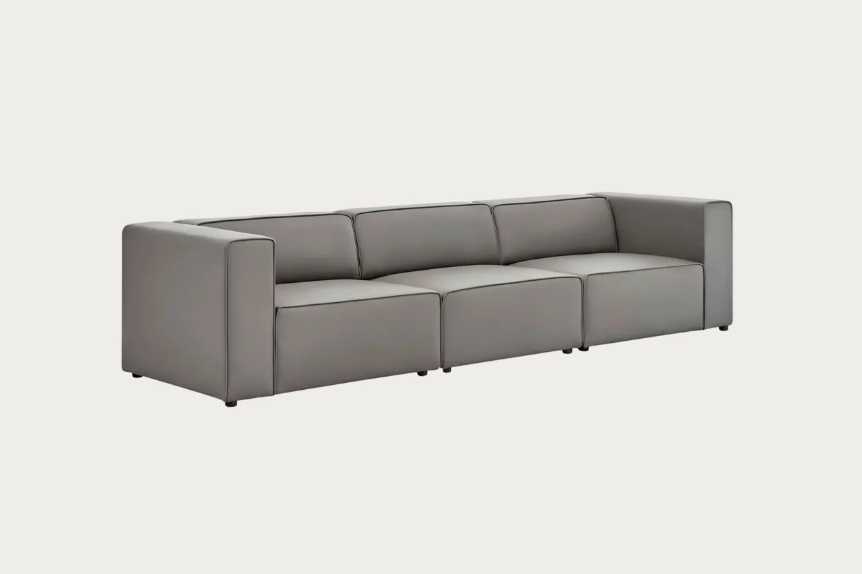 Gray sectional sofa on a white background