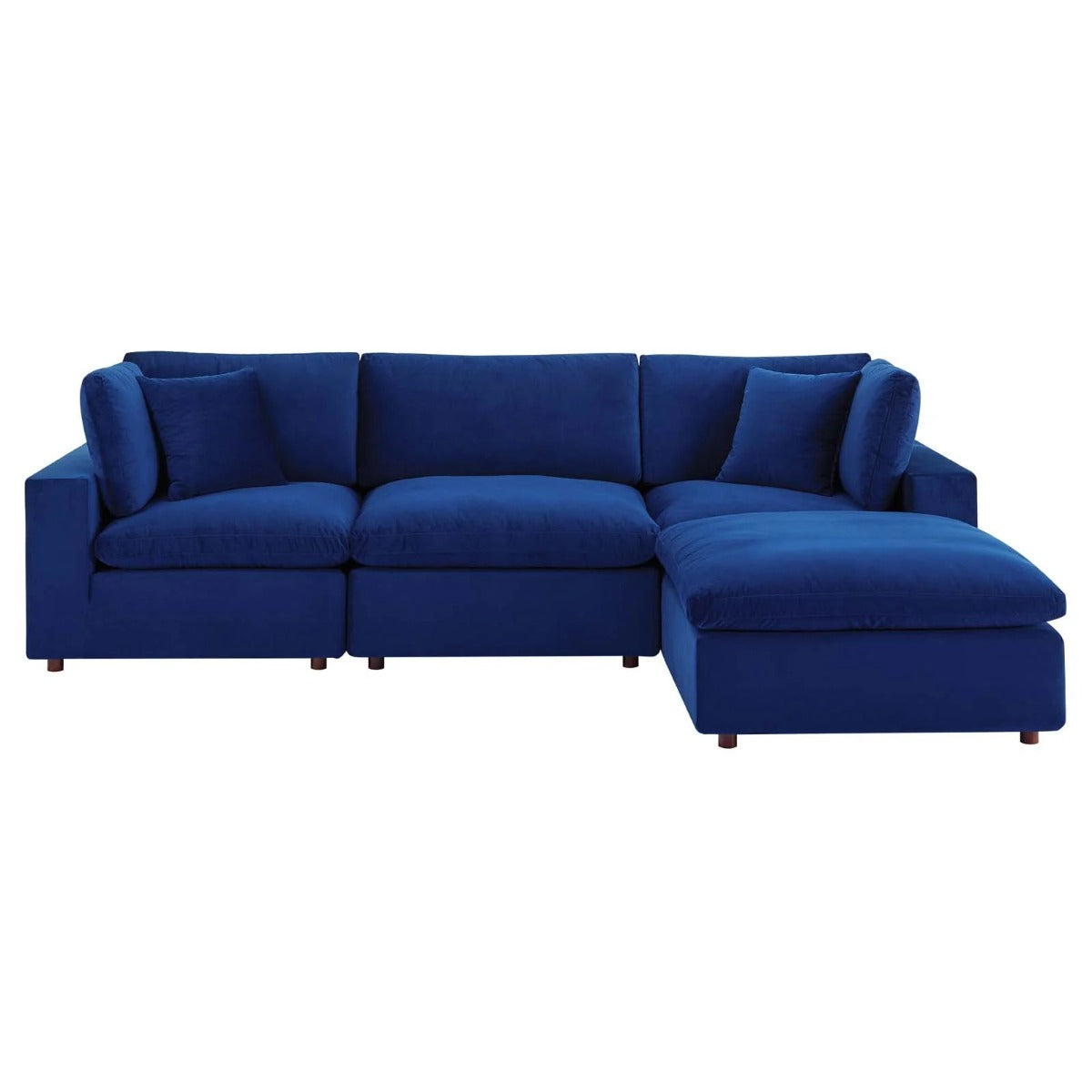 Modway Commix Down Filled Overstuffed Performance Velvet 4-Piece Sectional Sofa