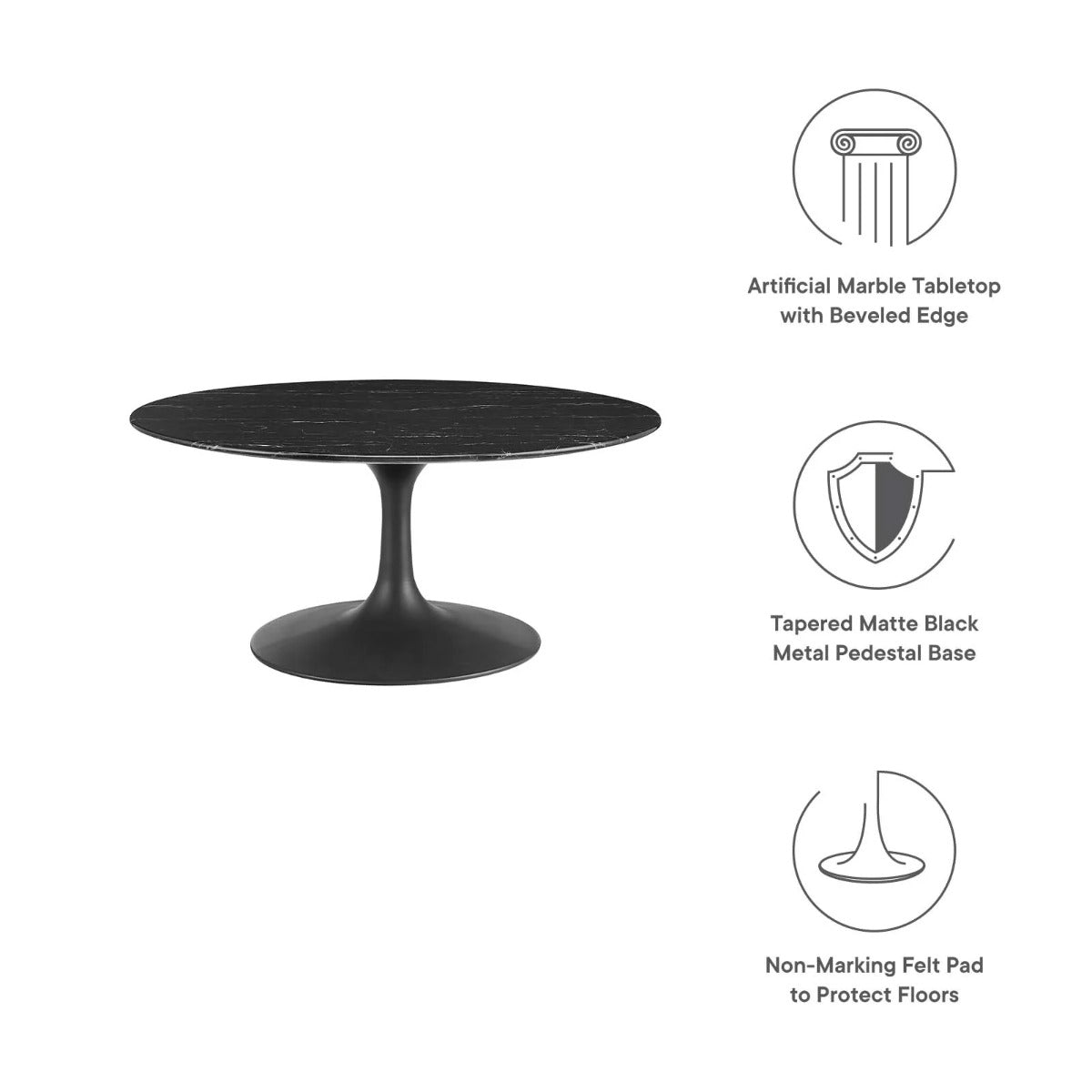 Modway Lippa 36" Round Artificial Marble Coffee Table
