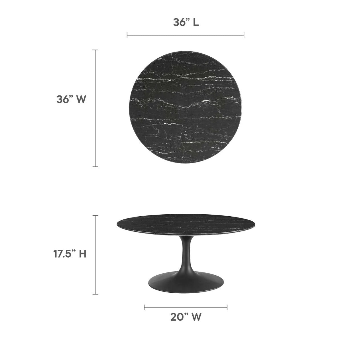 Modway Lippa 36" Round Artificial Marble Coffee Table