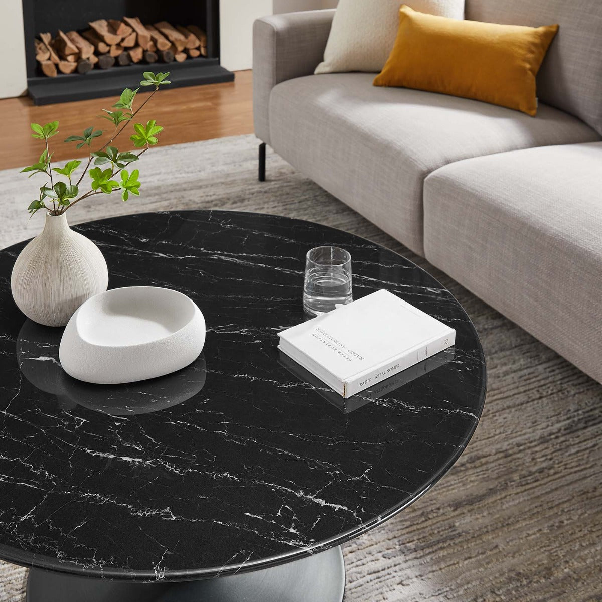 Modway Lippa 36" Round Artificial Marble Coffee Table
