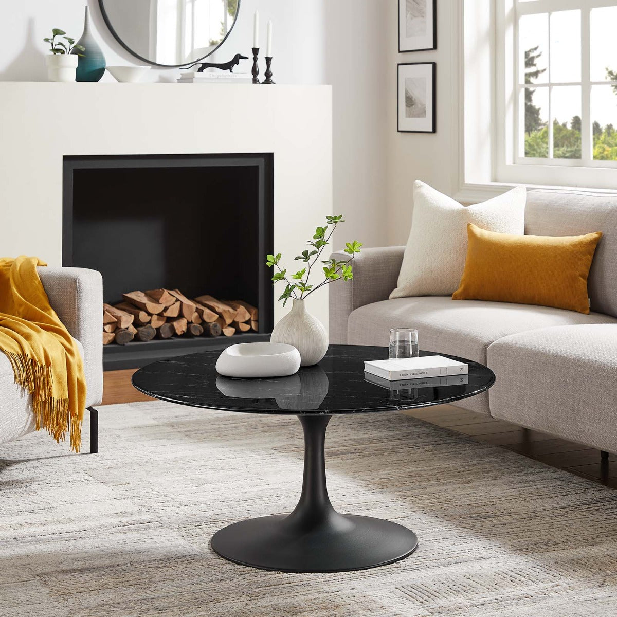 Modway Lippa 36" Round Artificial Marble Coffee Table