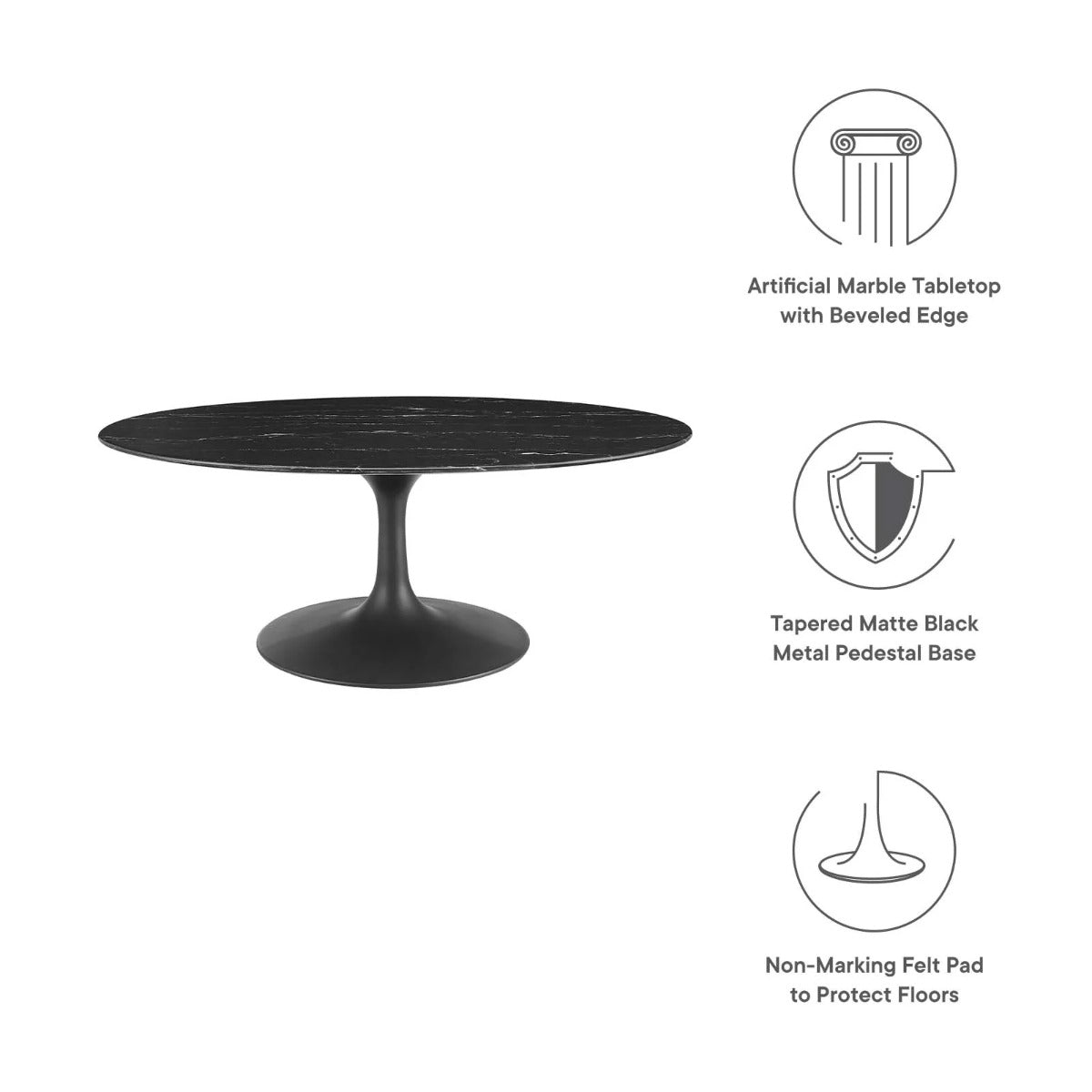 Modway Lippa 42" Oval Artificial Marble Coffee Table