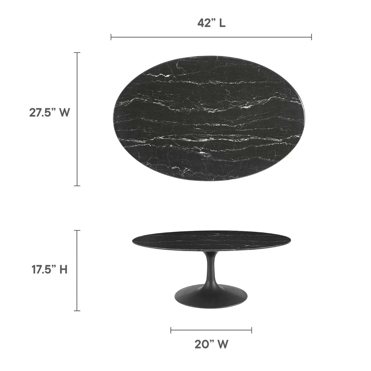 Modway Lippa 42" Oval Artificial Marble Coffee Table