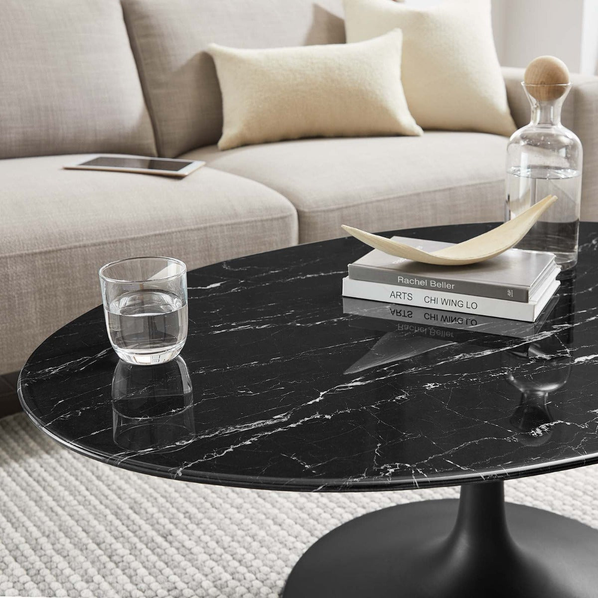 Modway Lippa 42" Oval Artificial Marble Coffee Table