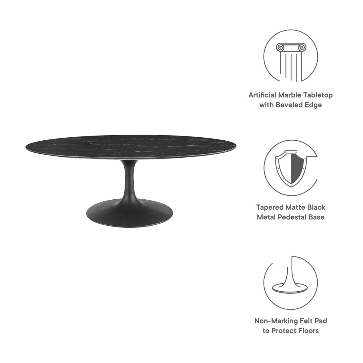 Modway Lippa 48" Oval Artificial Marble Coffee Table
