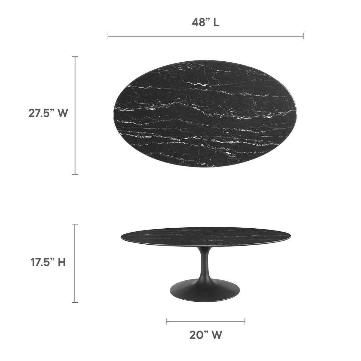 Modway Lippa 48" Oval Artificial Marble Coffee Table