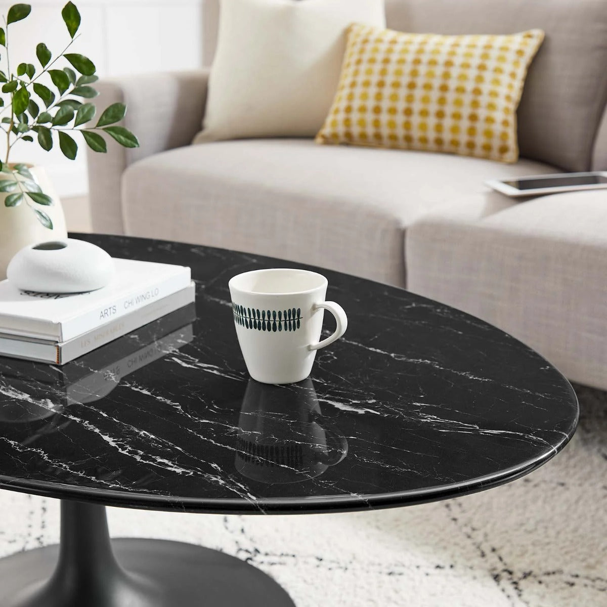 Modway Lippa 48" Oval Artificial Marble Coffee Table