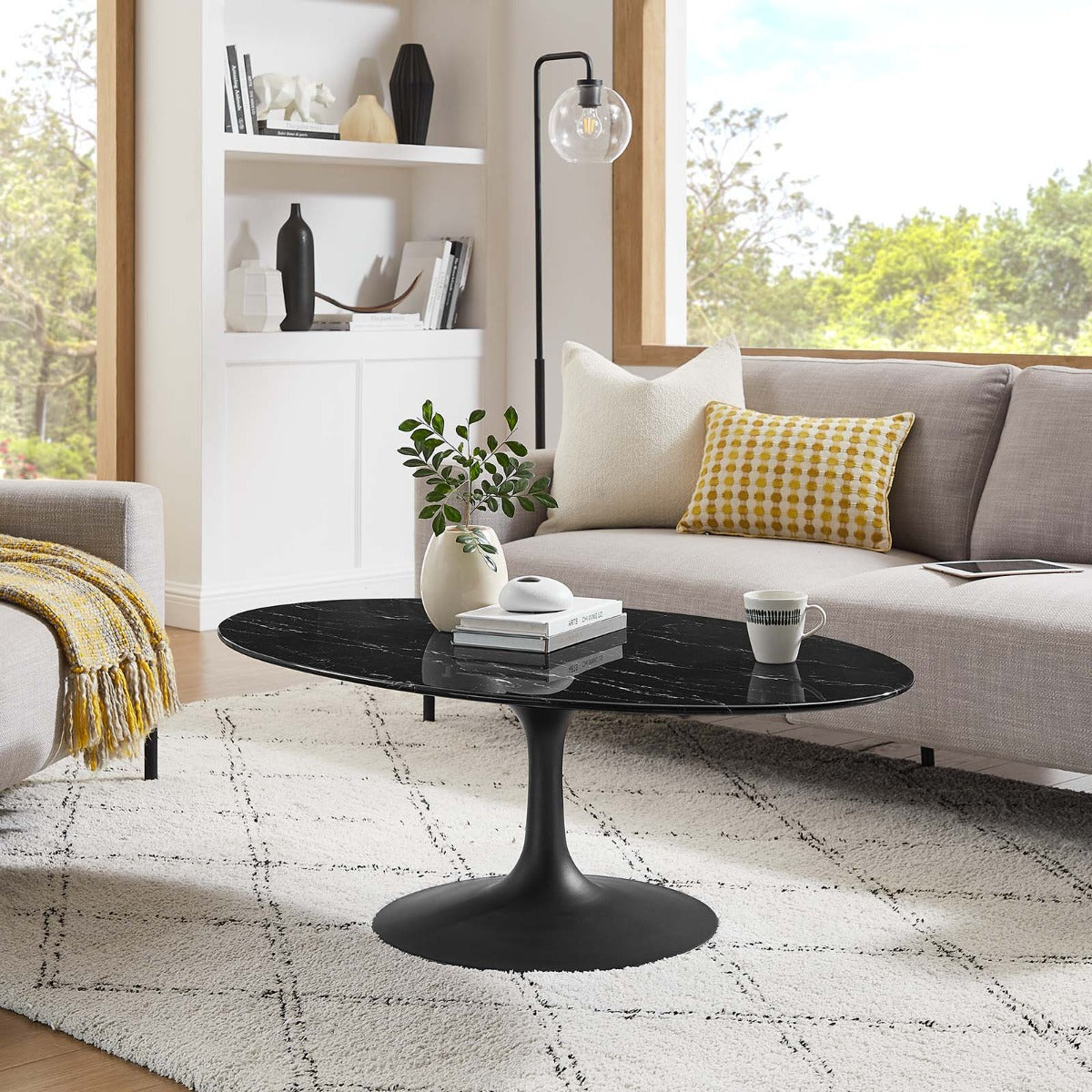 Modway Lippa 48" Oval Artificial Marble Coffee Table