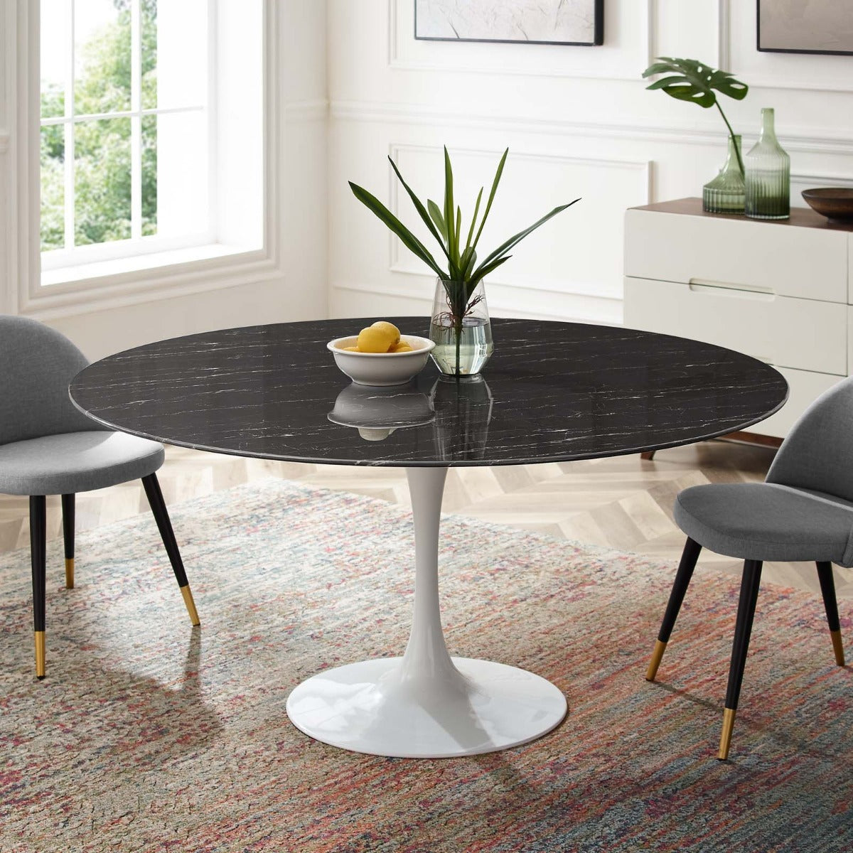 Modway Lippa 60" Artificial Marble Dining Table