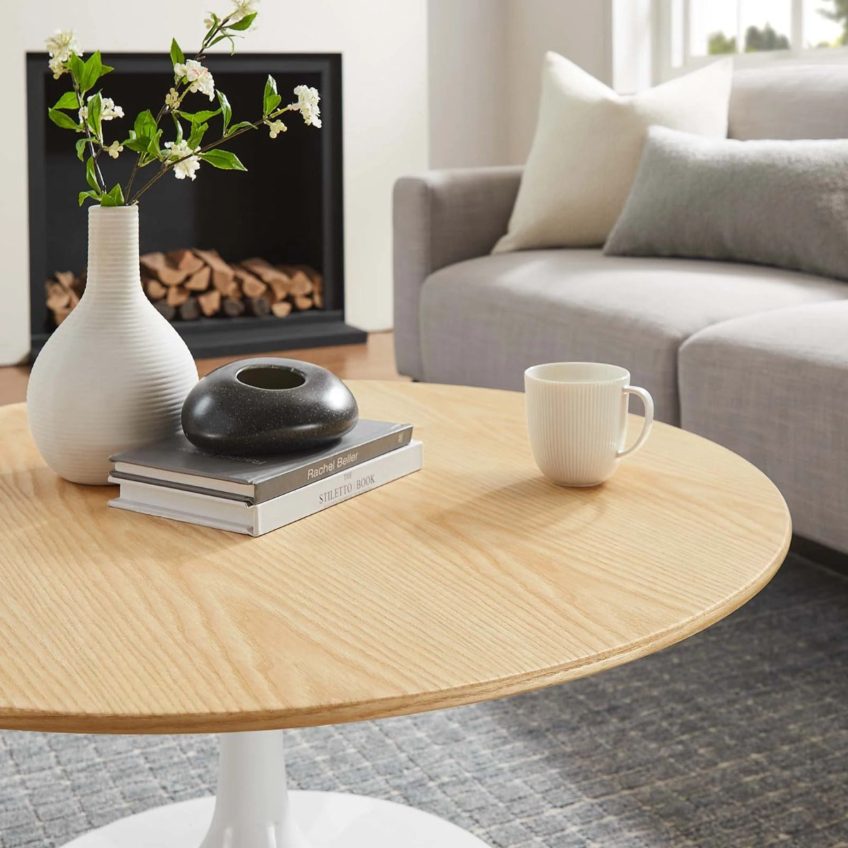 Modway Lippa 36" Round Wood Grain Coffee Table