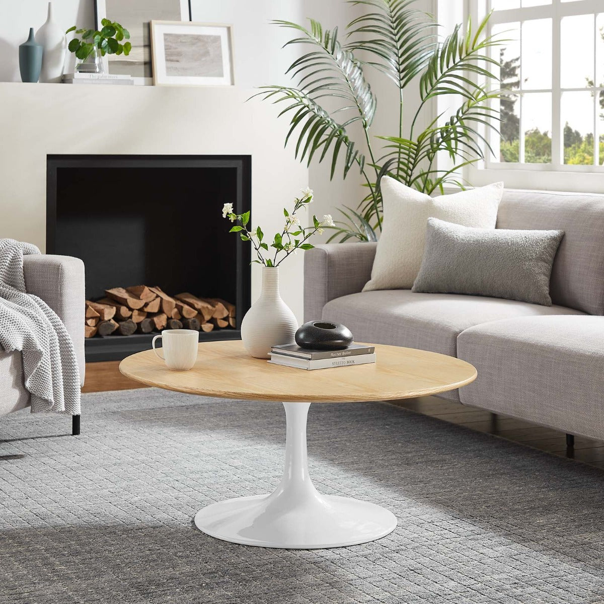 Modway Lippa 36" Round Wood Grain Coffee Table