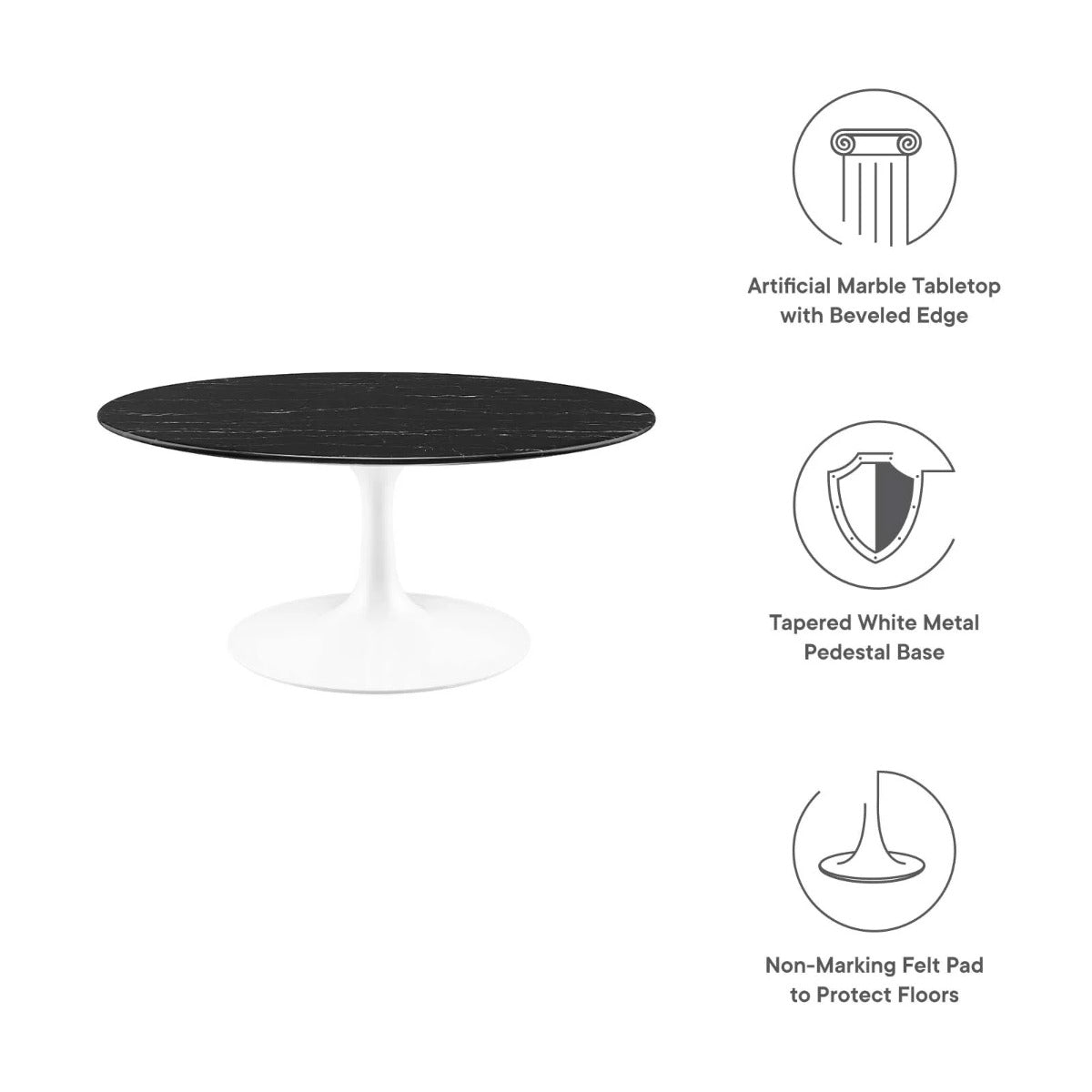 Modway Lippa 36" Round Artificial Marble Coffee Table