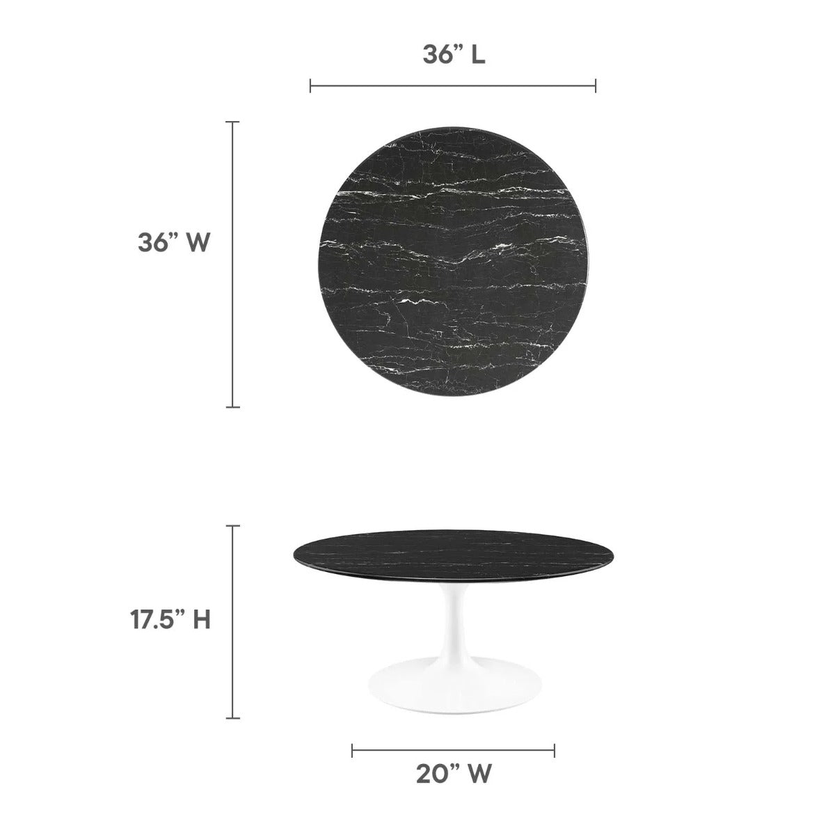 Modway Lippa 36" Round Artificial Marble Coffee Table