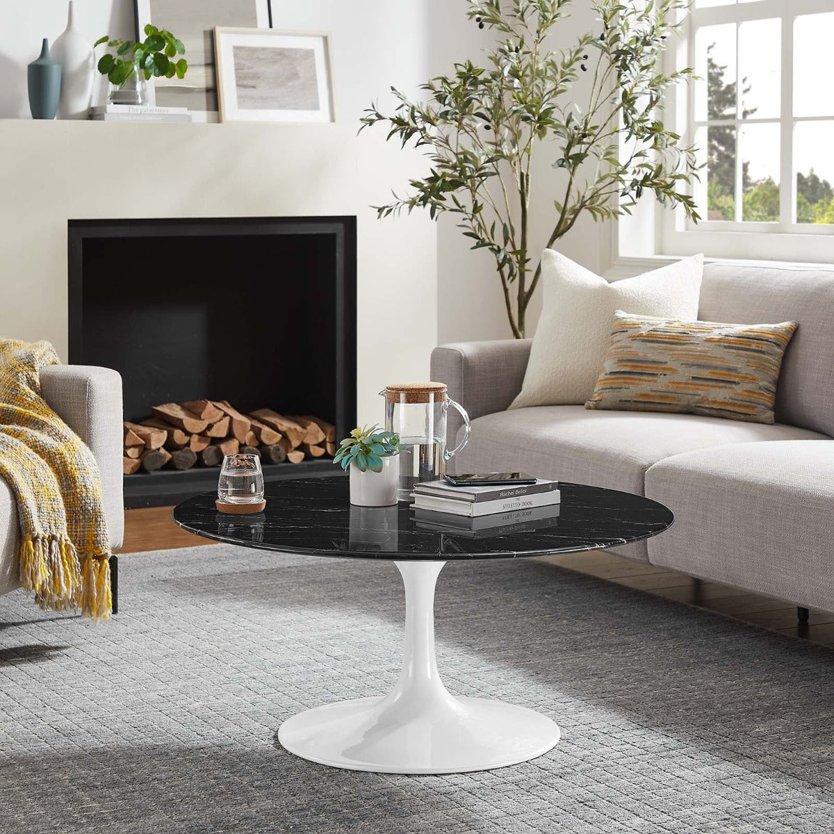Modway Lippa 36" Round Artificial Marble Coffee Table
