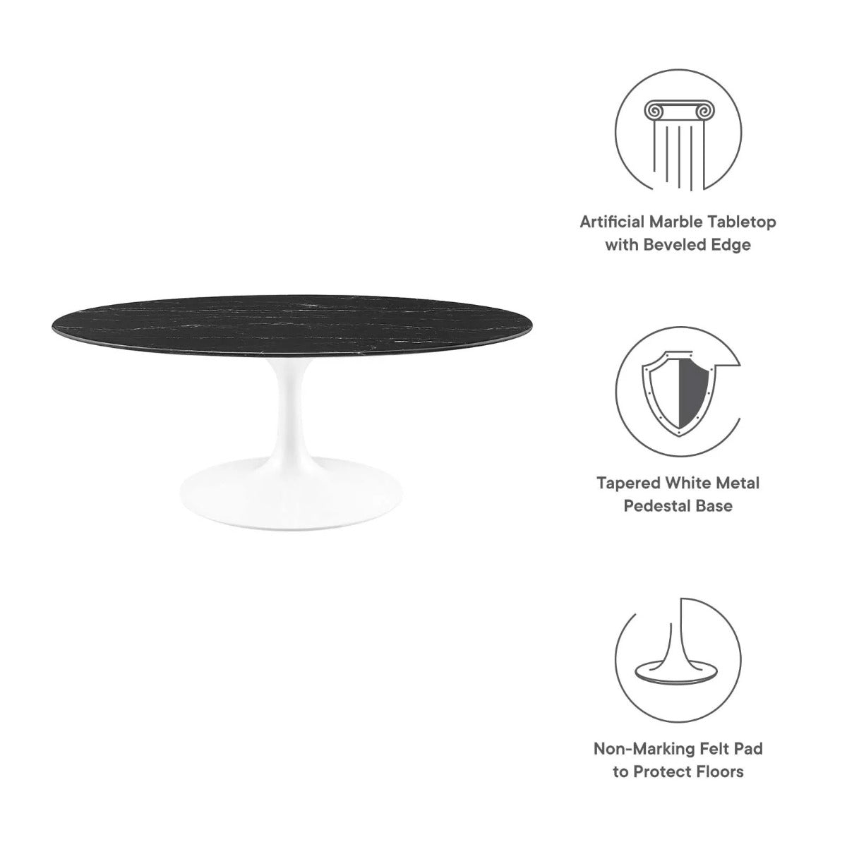 Modway Lippa 42" Oval Artificial Marble Coffee Table