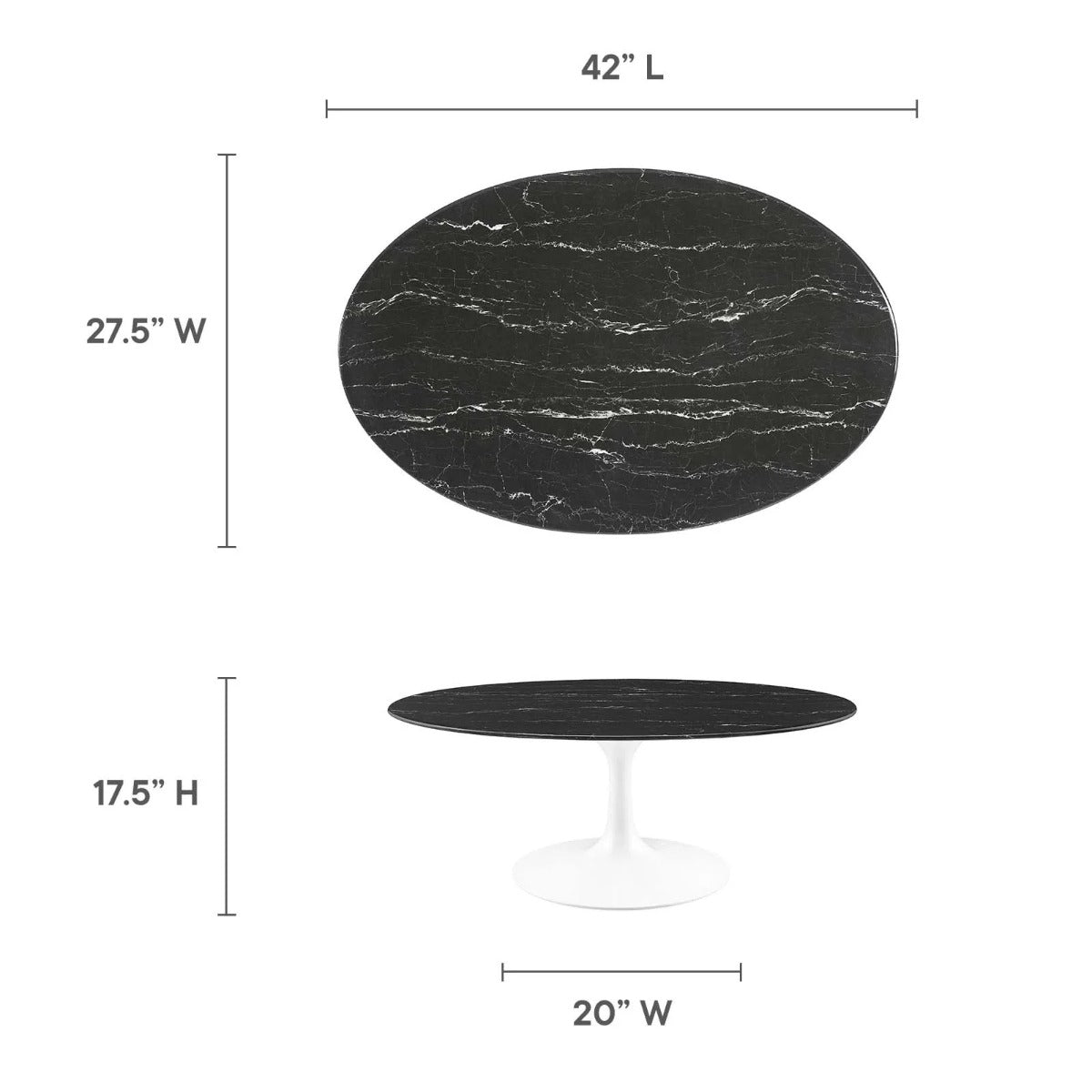 Modway Lippa 42" Oval Artificial Marble Coffee Table