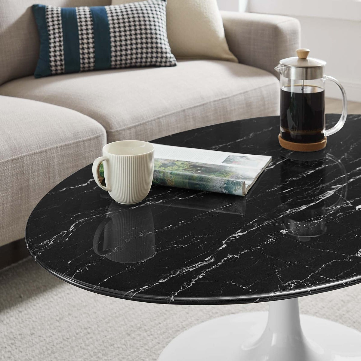 Modway Lippa 42" Oval Artificial Marble Coffee Table