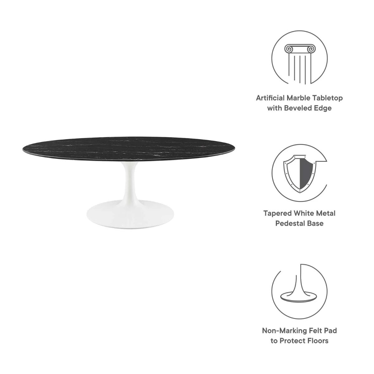 Modway Lippa 48" Oval Artificial Marble Coffee Table