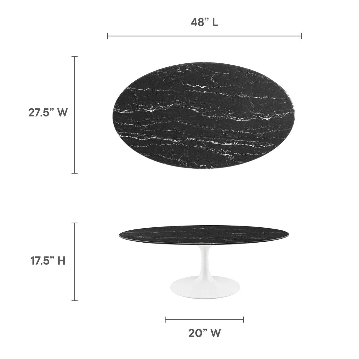 Modway Lippa 48" Oval Artificial Marble Coffee Table