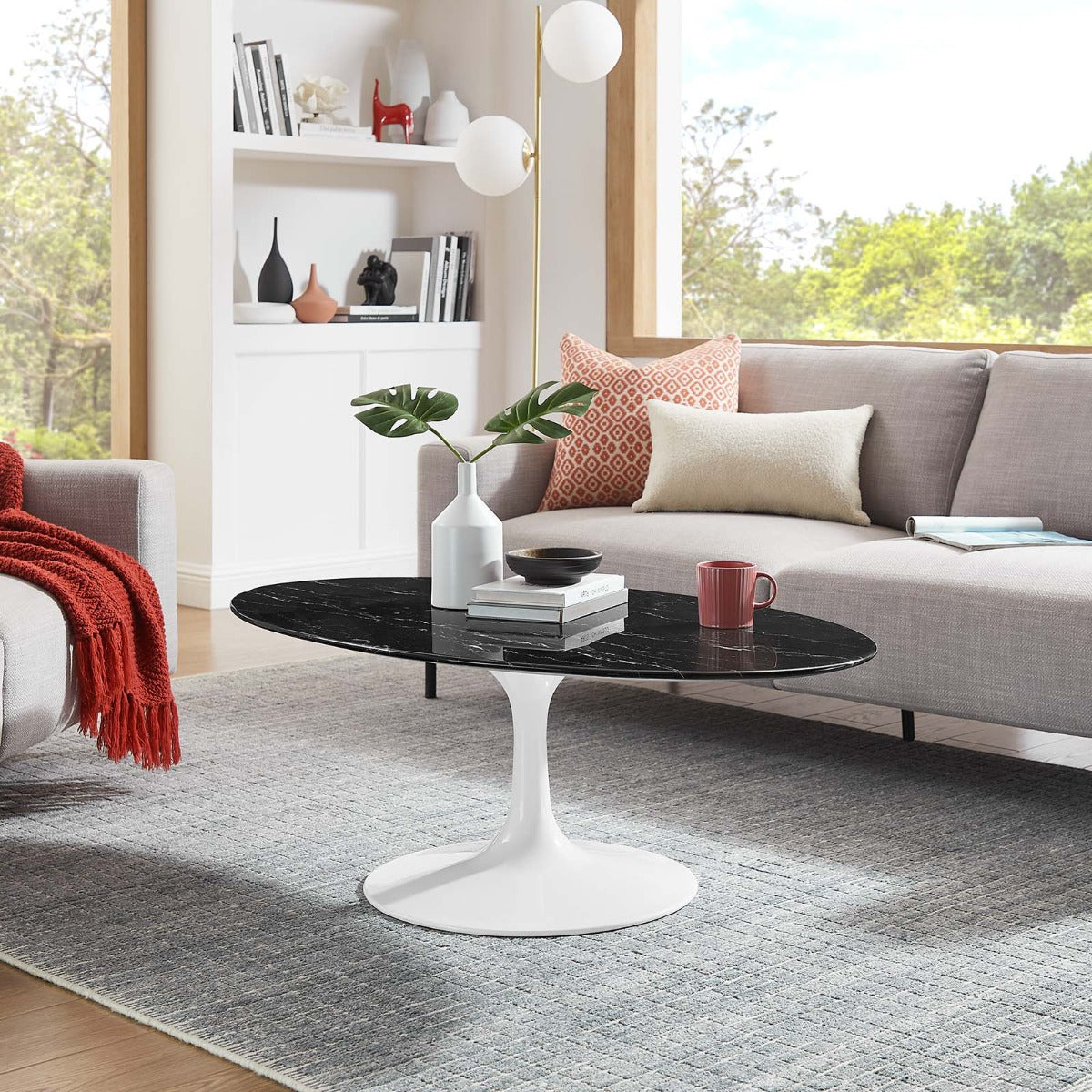 Modway Lippa 48" Oval Artificial Marble Coffee Table