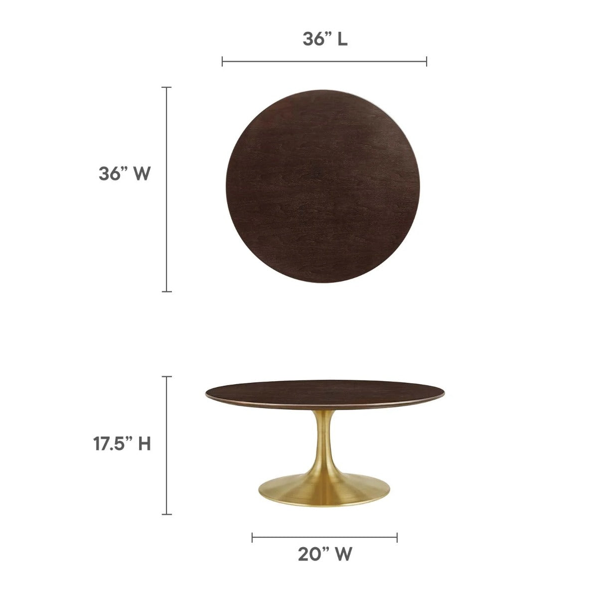 Modway Lippa 36" Round Wood Grain Coffee Table