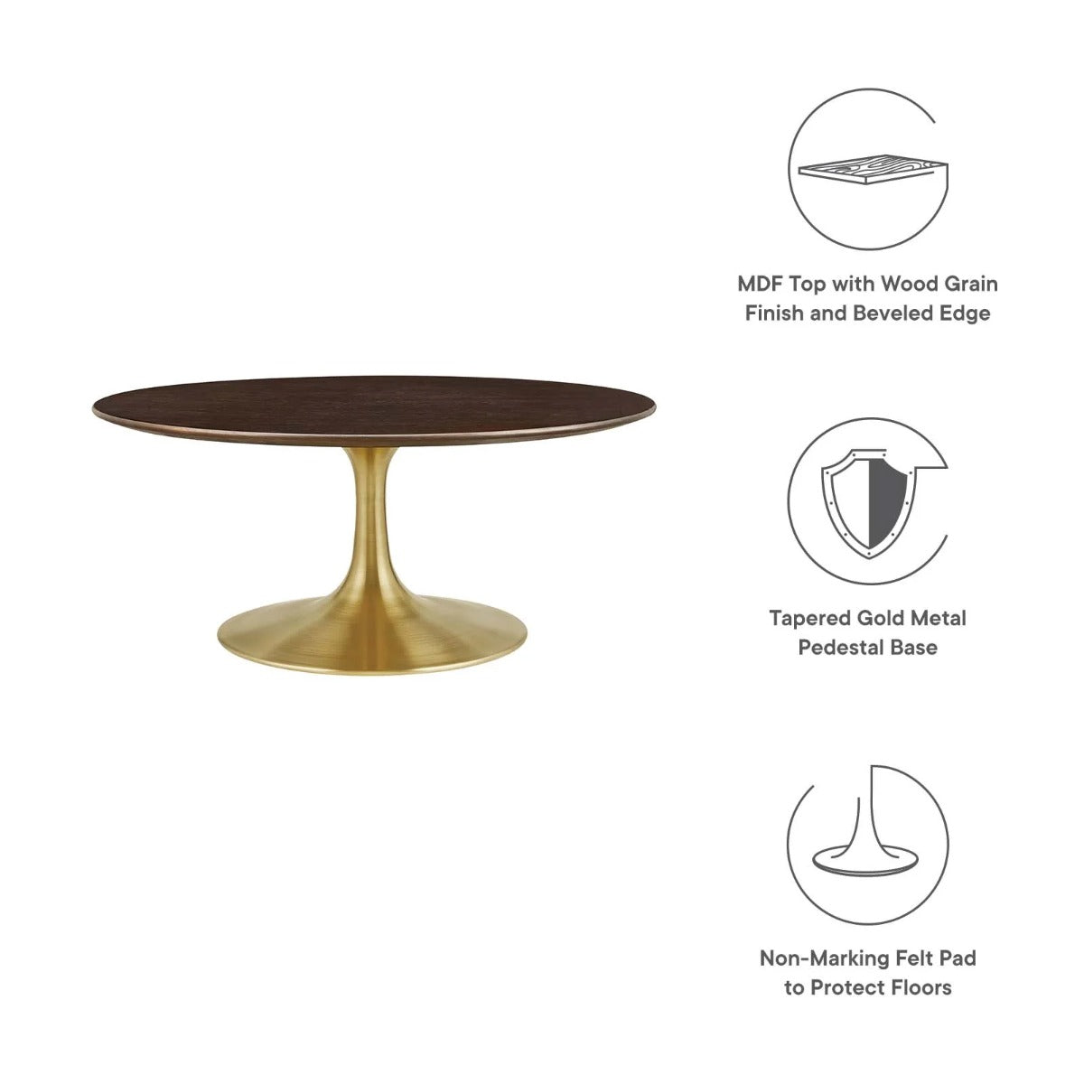 Modway Lippa 36" Round Wood Grain Coffee Table
