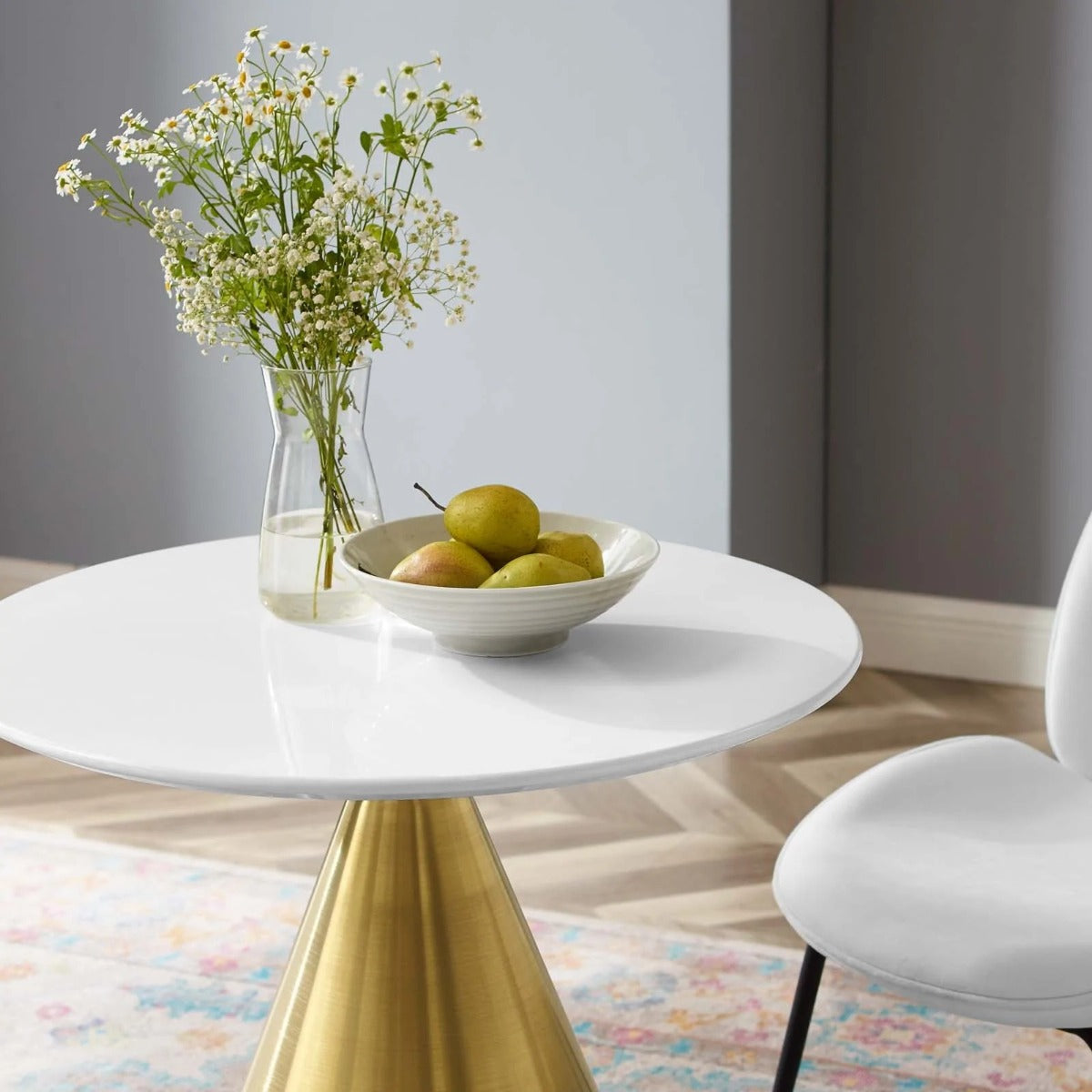 Modway Tupelo 28" Dining Table Gold White