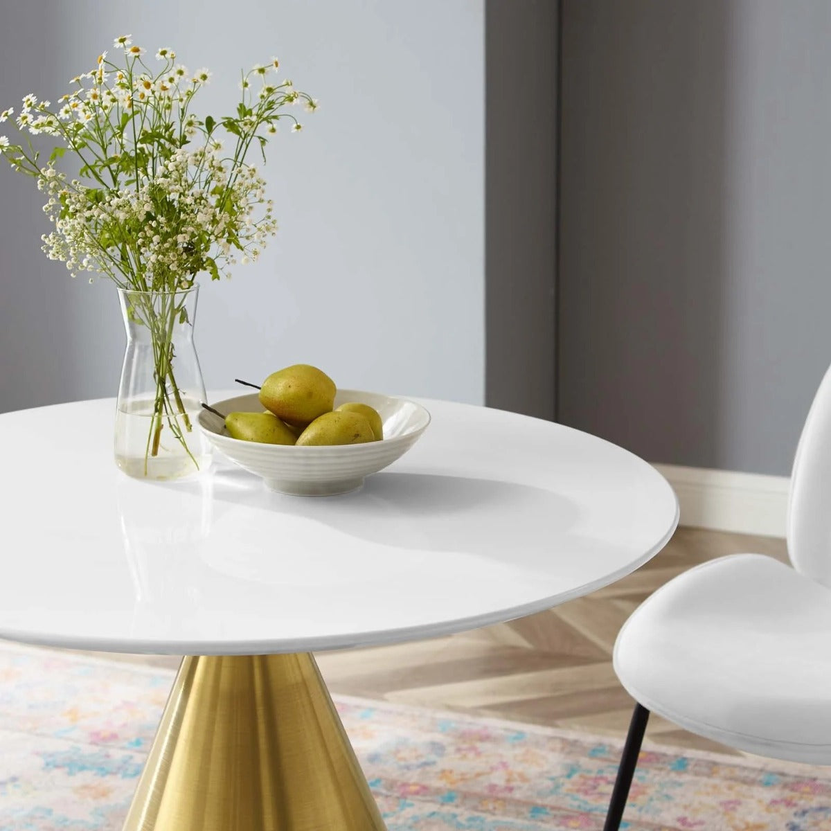 Modway Tupelo 36" Dining Table Gold White