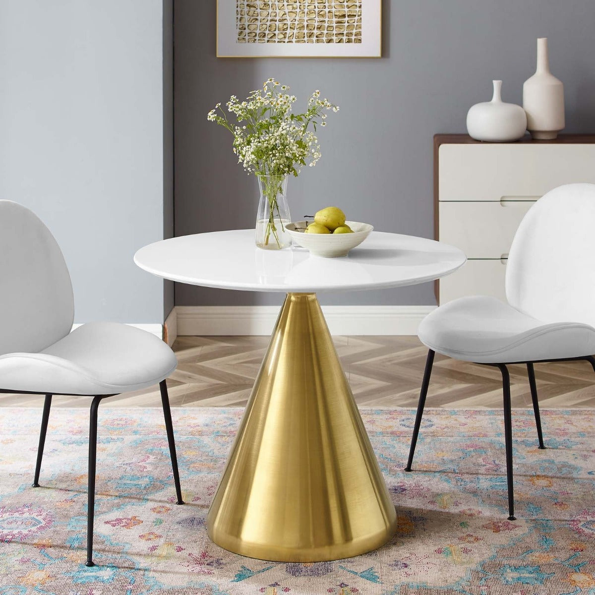 Modway Tupelo 36" Dining Table Gold White