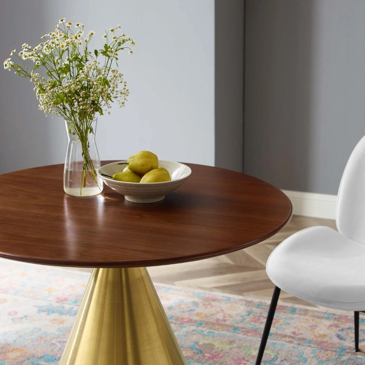 Modway Tupelo 36" Dining Table Gold Walnut