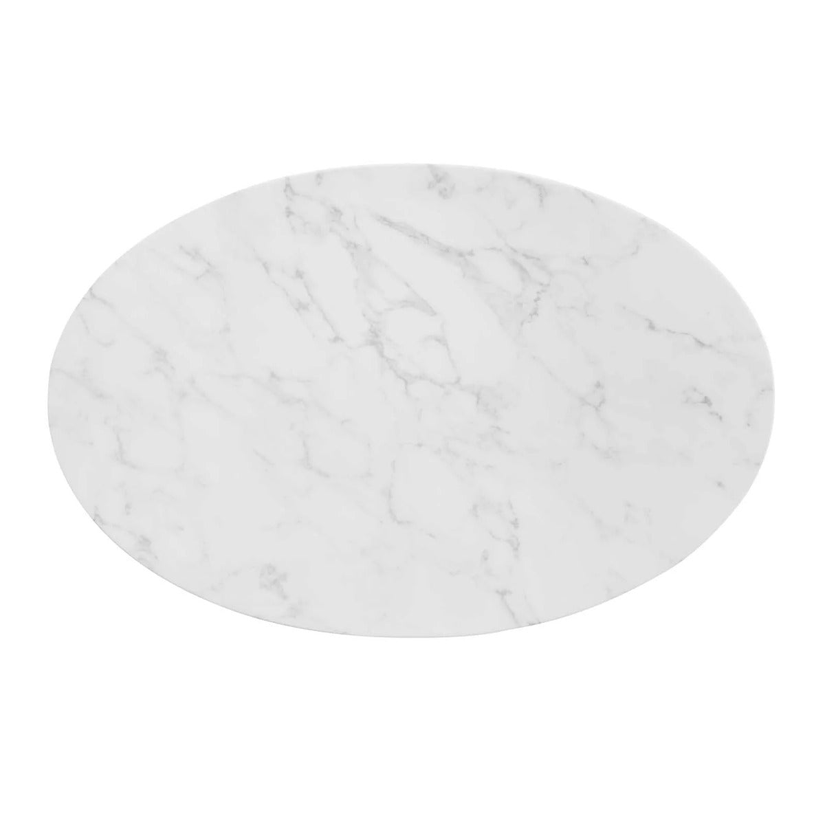 Modway Tupelo 42" Oval Artificial Marble Dining Table Gold White