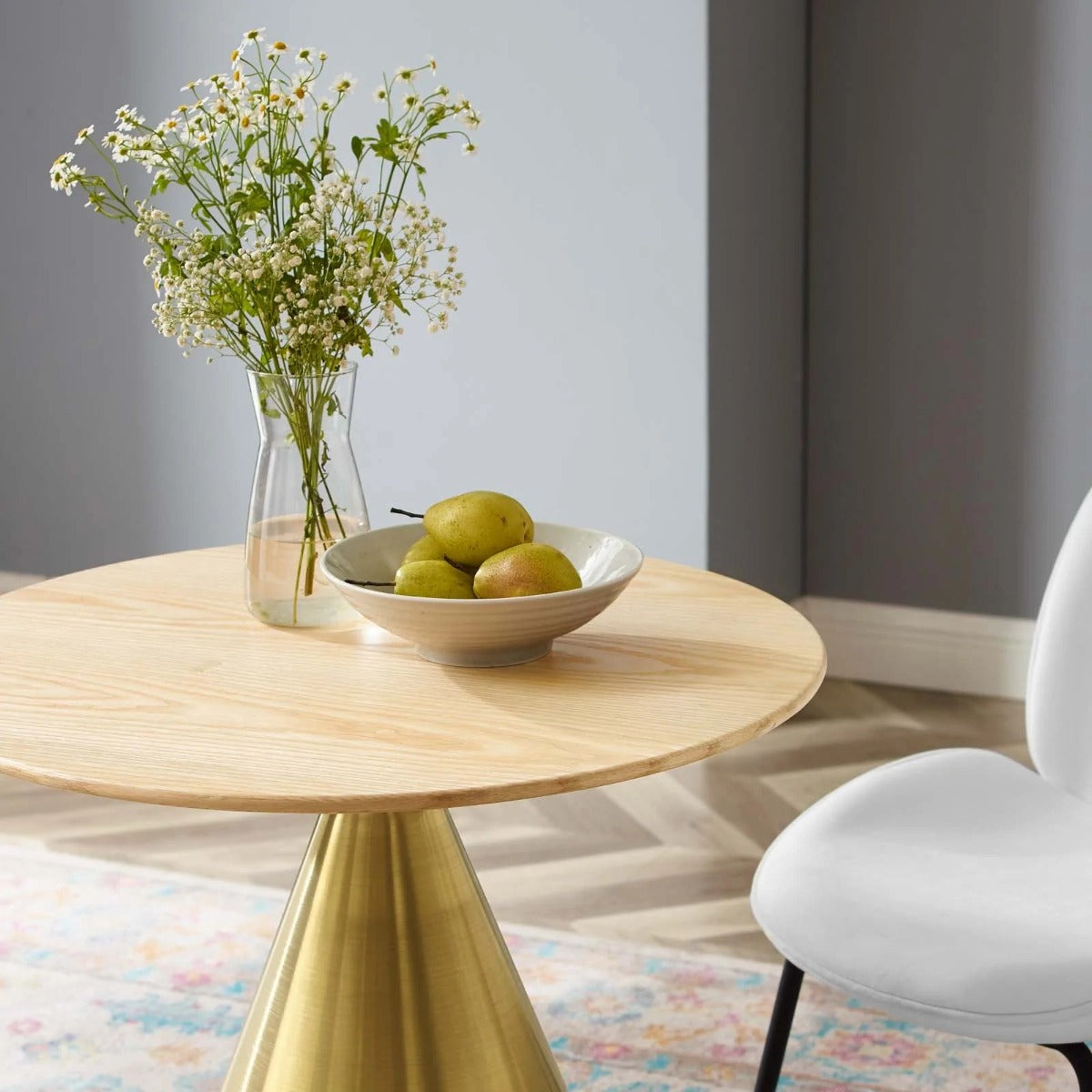 Modway Tupelo 28" Dining Table Gold Natural