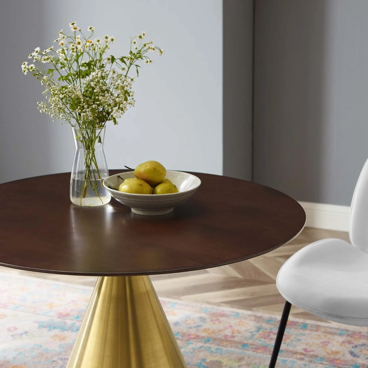 Modway Tupelo 36" Dining Table Gold Cherry Walnut